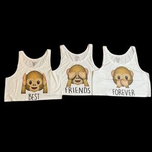 Mizaru Monkeys 3 Tank Tops Best Friends‎ Forever S